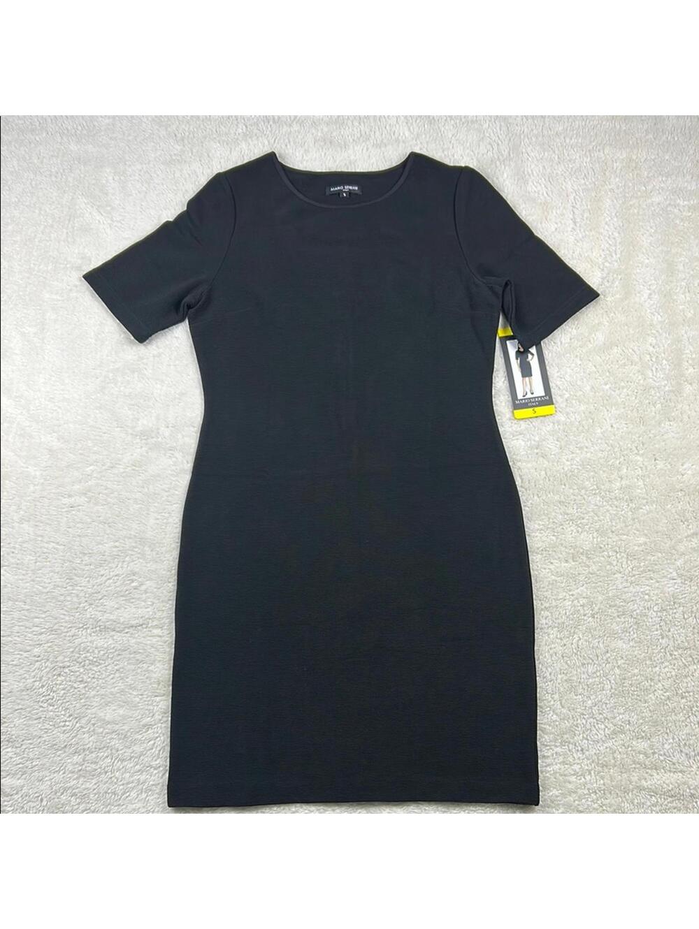 Mario Serrani Women's Black Knit Shift Dress Short Sleeve NWT Size Small
